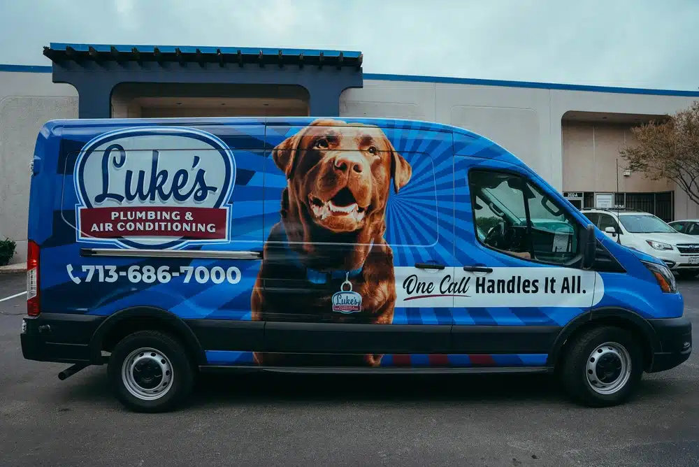 Luke's Plumbing & Air Conditioning service van ready to help Houston homeowners