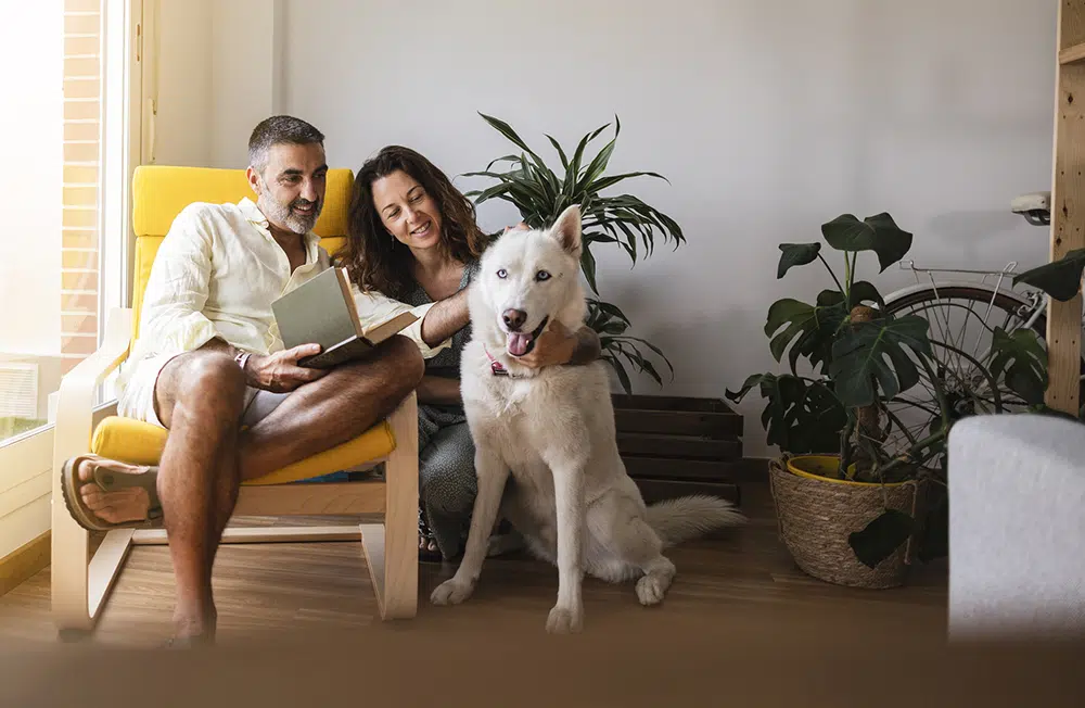 happy family in residential home in Houston, TX.